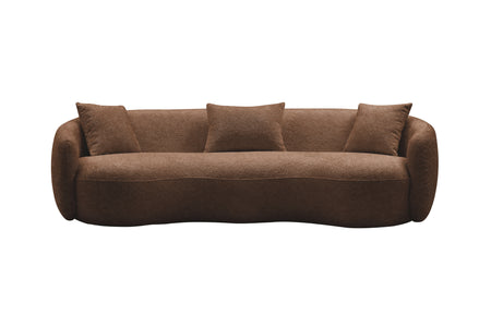 Mid Century Modern Curved Living Room Sofa,  Boucle Fabric Couch for Bedroom, Office, Apartment, Brown W876102842