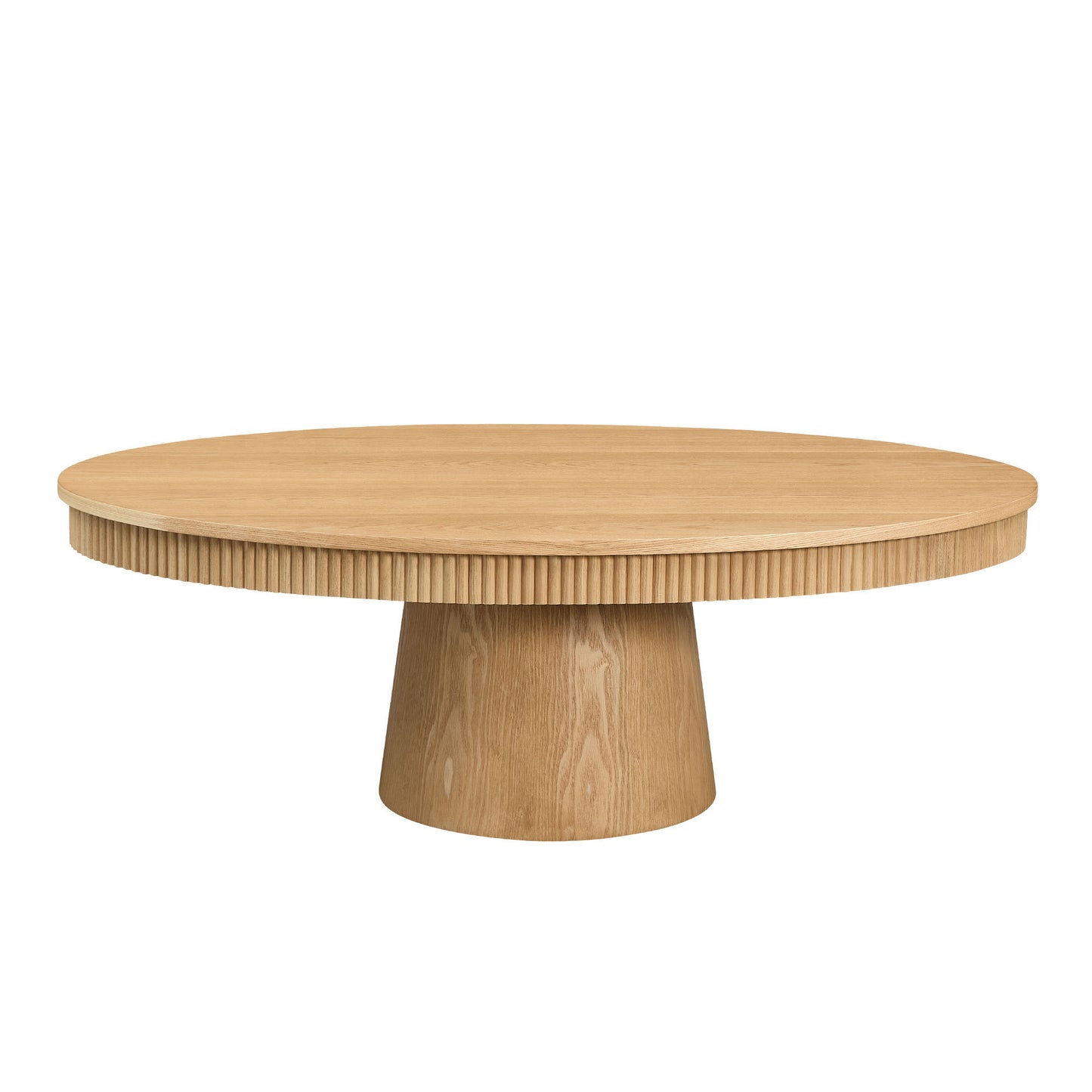Modern Design Oval Handcraft Drum Coffee Table Length 47.24 inch Coffee Table for Living Room, Ellipse Coffee Table with Sturdy Pedestal,Natural Color W2582S00166