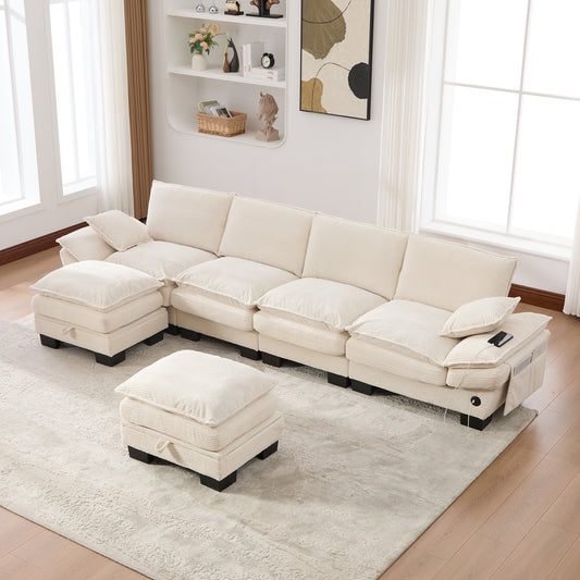 Sectional Cloud Modular Sofa,Deep Seat Sofa, Corduroy Sofa,Comfy Upholstered Furniture for Living Room, Apartment, Studio, Office,Having Multiple Combinations W395S00130