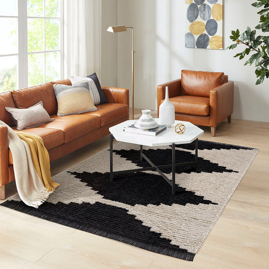 Black & Ivory Modern Area Rug  B03597971
