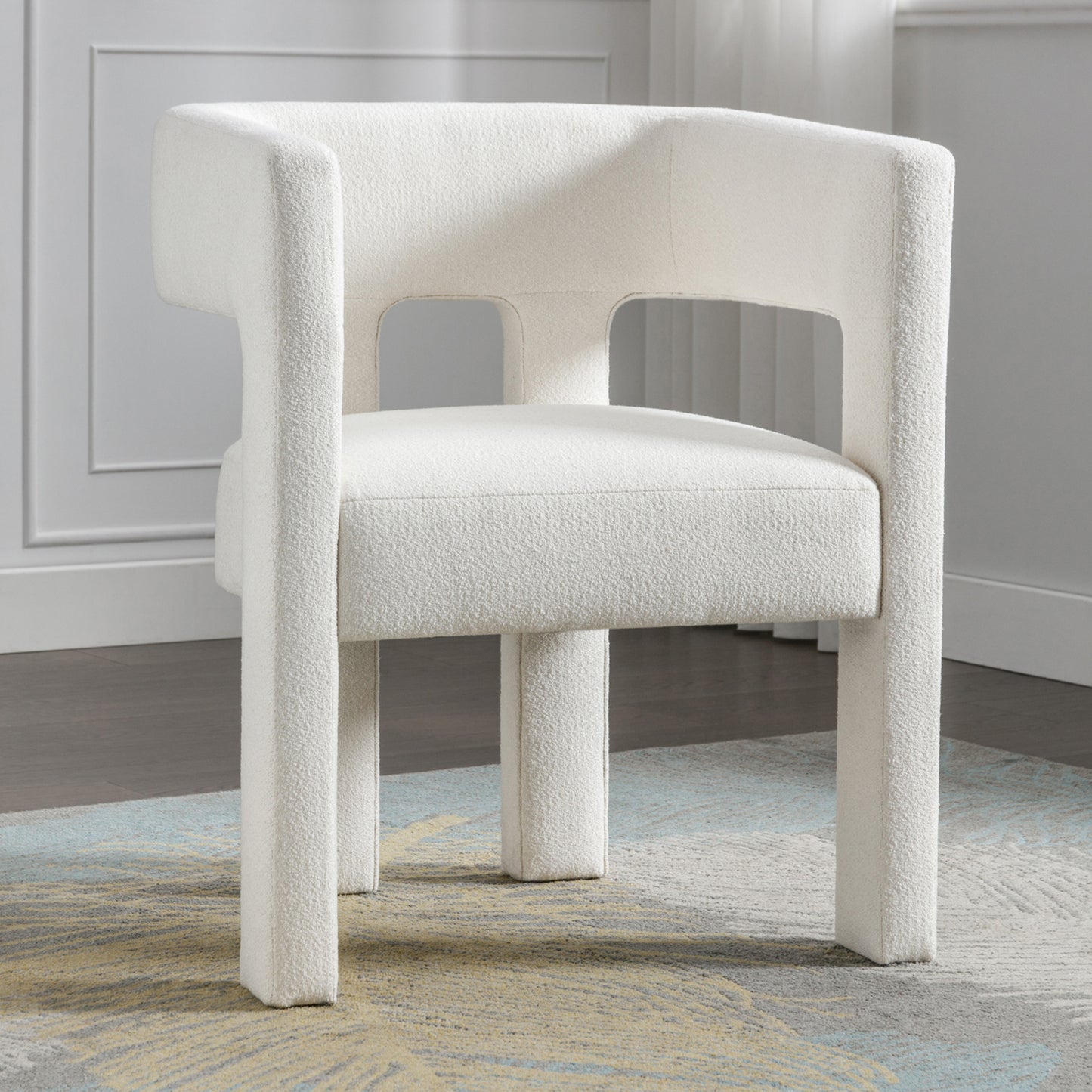Contemporary Designed Fabric Upholstered Accent Chair Dining Chair for Living Room, Bedroom, Dining Room, Beige  WF302085AAK