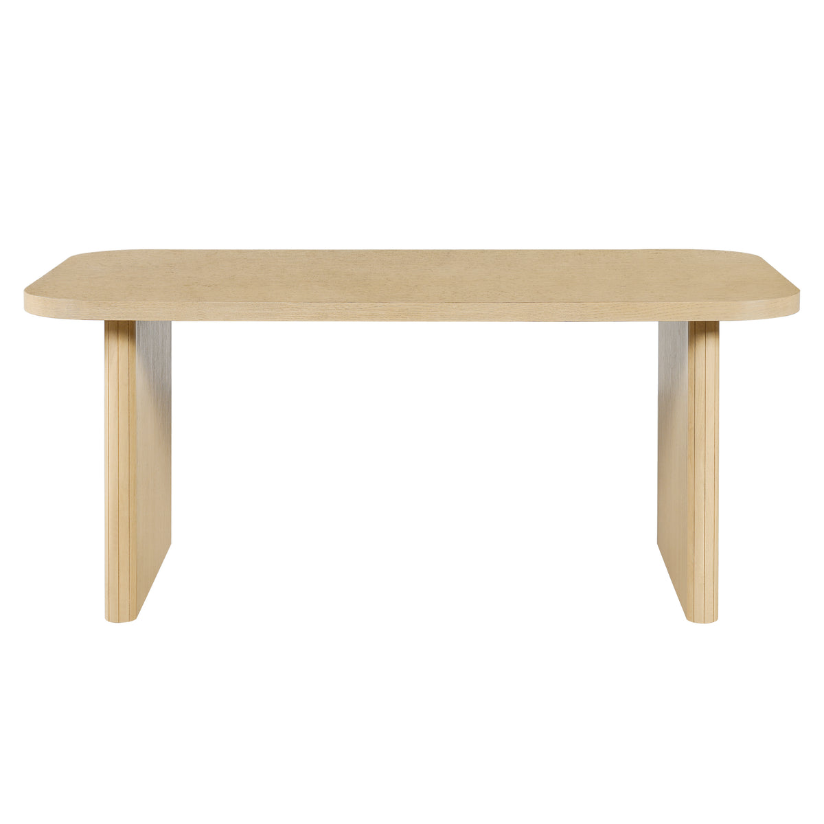 Natural Oak Veneer Dining Table with Ribbed Rubber Wood Legs, 68.7'' L Rectangular Indoor Dining Table, 200 lbs Capacity  N779P396018T_N779P396019L
