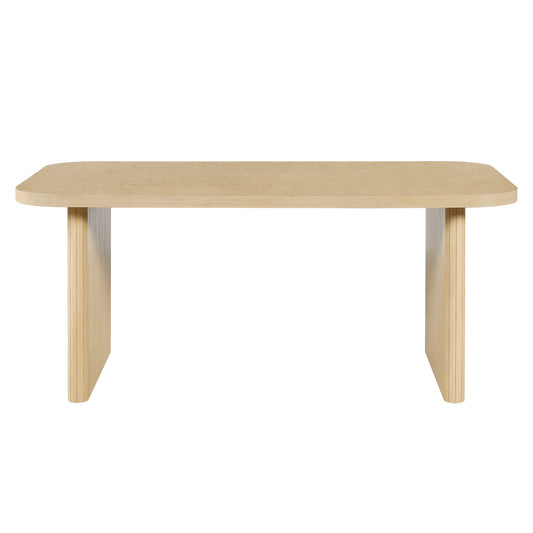 Natural Oak Veneer Dining Table with Ribbed Rubber Wood Legs, 68.7'' L Rectangular Indoor Dining Table, 200 lbs Capacity  N779P396018T_N779P396019L