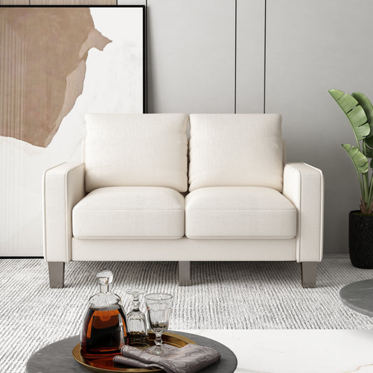 Modern Living Room Furniture Loveseat in Beige Fabric  W109741572