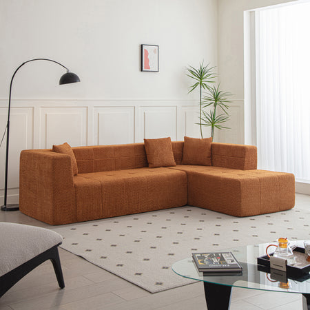 105.5' Modular L-Shaped Sectional Floor Couch, Deep Seat Tufted Comfy Sofa set with Chaise for Living Room  W848S00041