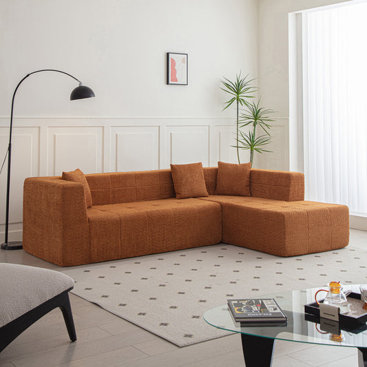 105.5' Modular L-Shaped Sectional Floor Couch, Deep Seat Tufted Comfy Sofa set with Chaise for Living Room  W848S00041