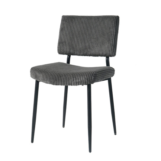 Modern Grey Dining Chair Set of 2, Fabric Upholstered with Black Metal Legs, Home and Bedroom Use W210132726