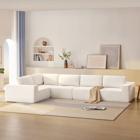 [VIDEO]147'Modular Sectional Sofa with Wide Seat,No Assembly Required,Free Combination,L Shaped Couch Set,Cloud Upholstered Indoor Furniture,Minimalist Boneless Sofa for Living Room,Bedroom,3 Colors  N723S0613A