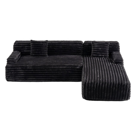 Cloud Sectional Sofa Upholstered Couch Free-combined Sofa Black Faux Rabbit Fur 110' N719S001820B