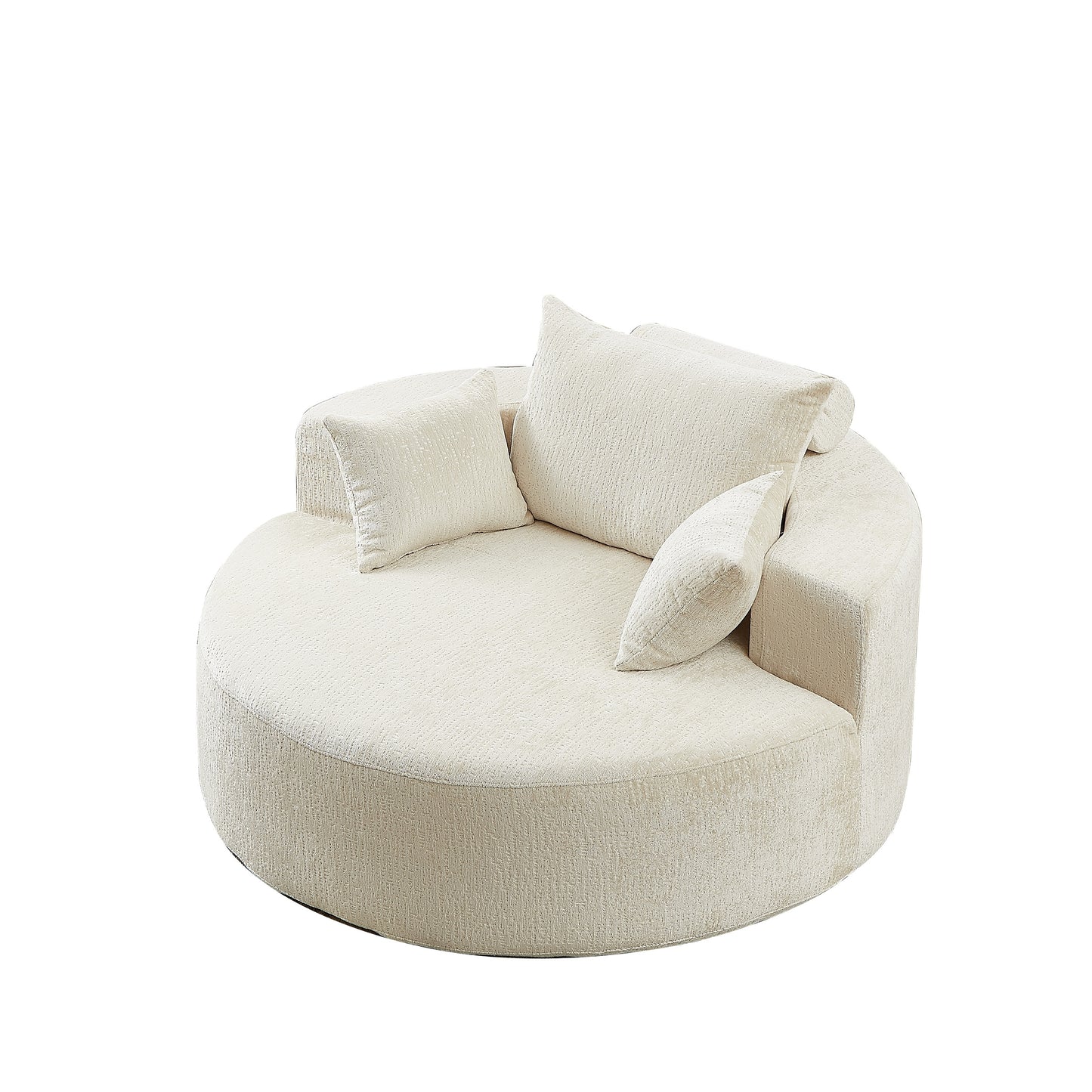 Beige Polyester Sponge Single Sofa, Fluffy Modern Sleeper Chair for Living Room, Bedroom, Lounge, and Projection Room – No Assembly Required  W834P401614
