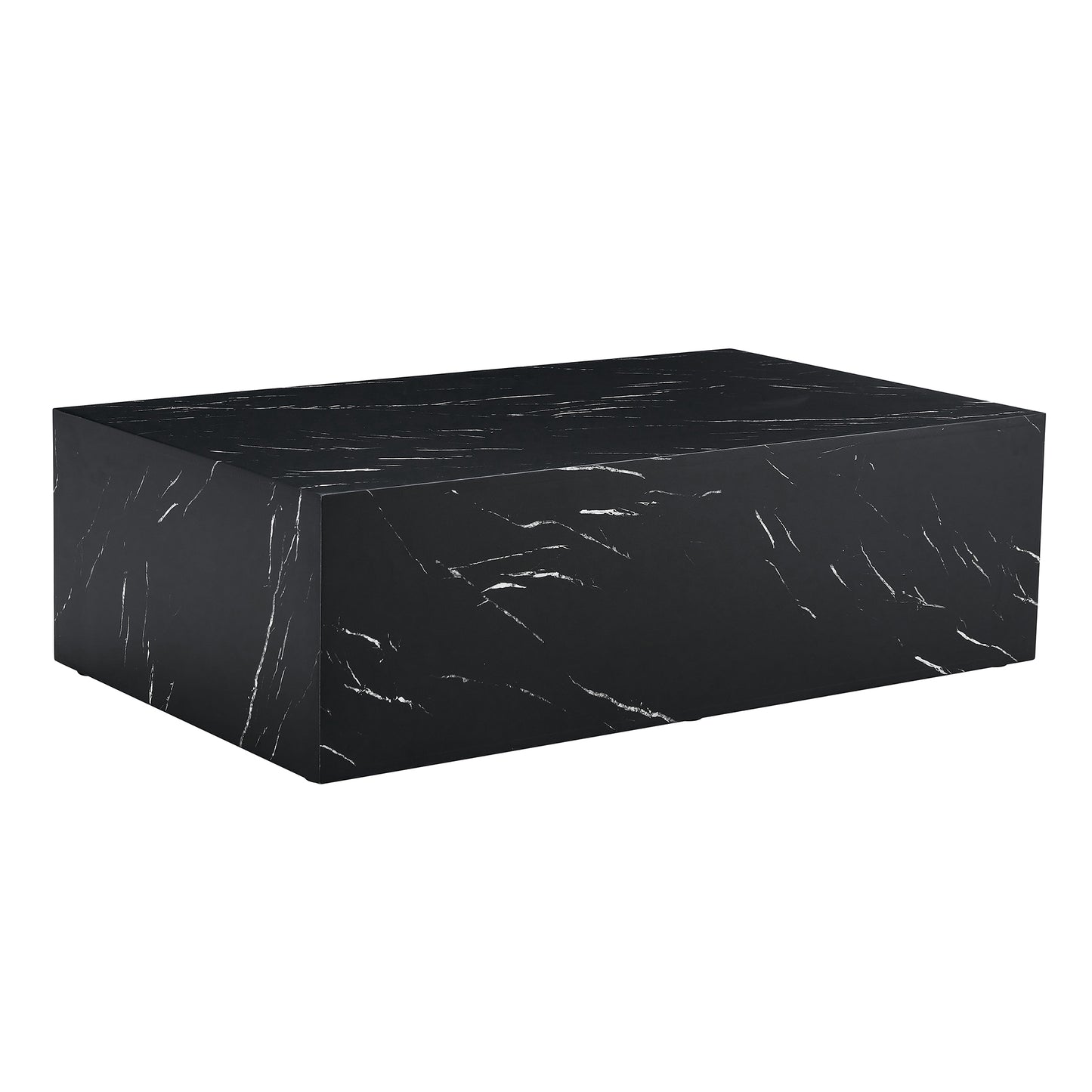 Luxurious Black Marble Texture MDF Coffee Table - Elegant Design, Versatile Living Room Accent, 39.3x23.6x11.8 Inch W1151P234029