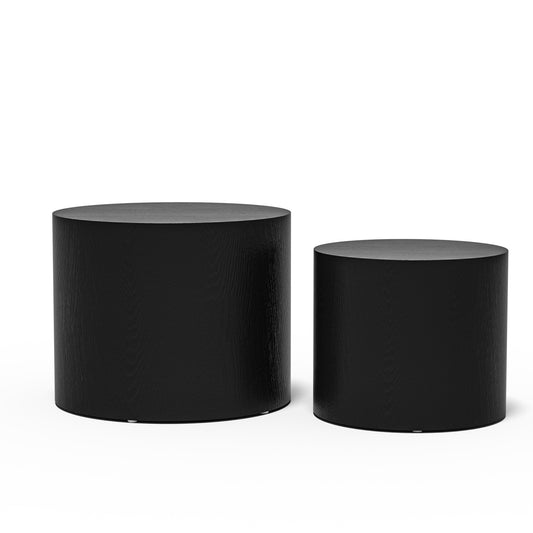 MDF with ash/oak/walnut veneer side table/coffee table/end table/nesting table set of 2 for living room,office,bedroom Black  W87640121