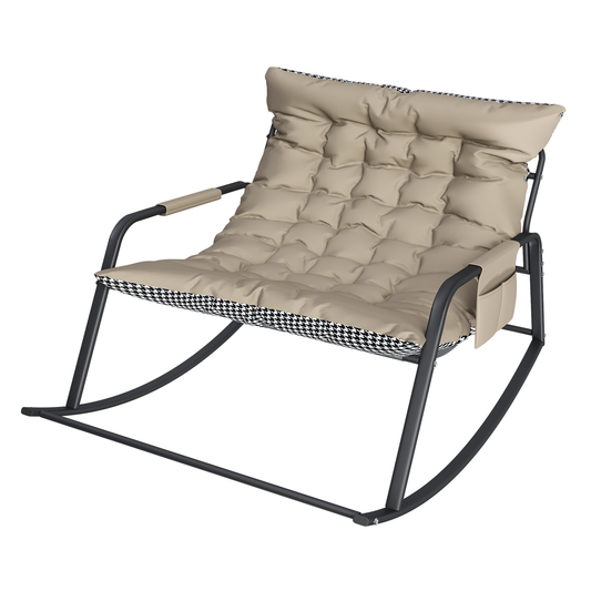 Off White Rocking Chair with Storage, Cushions & Armrests, All-Season Comfort Lounge Recliner, Breathable Ergonomic Lounge Chair for Bedroom, Living Room, Patio, Garden W2699P324195