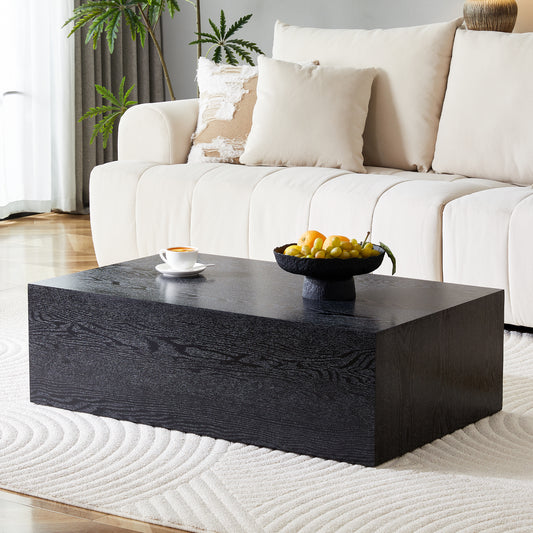 39.3*23.6*11.8 Inch Black Wood Grain MDF Coffee Table - Luxurious Design, Perfect Living Room Accent.Fashion texture design coffee table, suitable for various situations and scenes. W1151P347161