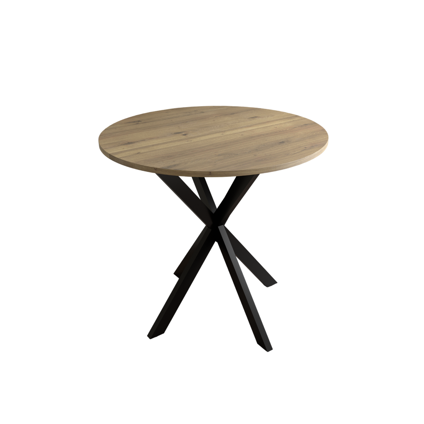Modern 31.5 Inch Round Dining Table in Rustic Brown with Black Metal Legs, MDF Top for 2-4 People, Compact Kitchen or Dining Room Table  W808P176713