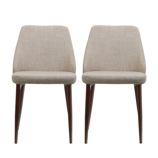 Modern Dining Chair with Wood Finish Iron Legs in Wheat Fabric 60912.00WET