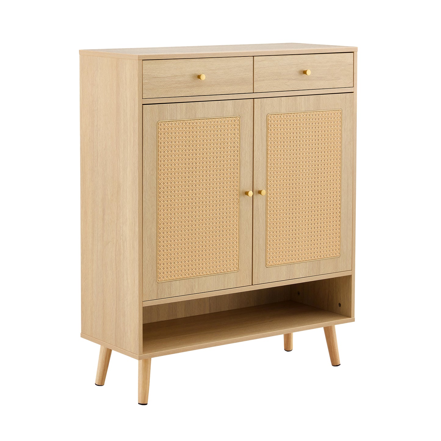 Multi-functional Modern Minimalist Natural Wood-Colored MDF Shoe Cabinet - Seamlessly Fits into Nordic, Japanese, and Industrial Style Interiors,Product Dimensions: 34.6*13.7*43 inches.  W3226P278927