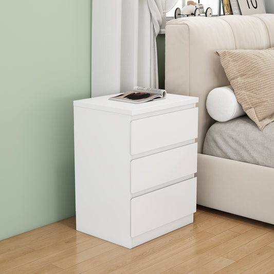 19.7-Inch White Nightstand with 3 Drawers, Beside Table with Drawers Handle Free Design,Thickened Top Plate,Small Side Table Storage Cabinet 3 Drawer Night Stand for Bedroom,Living Room  W3151P407888