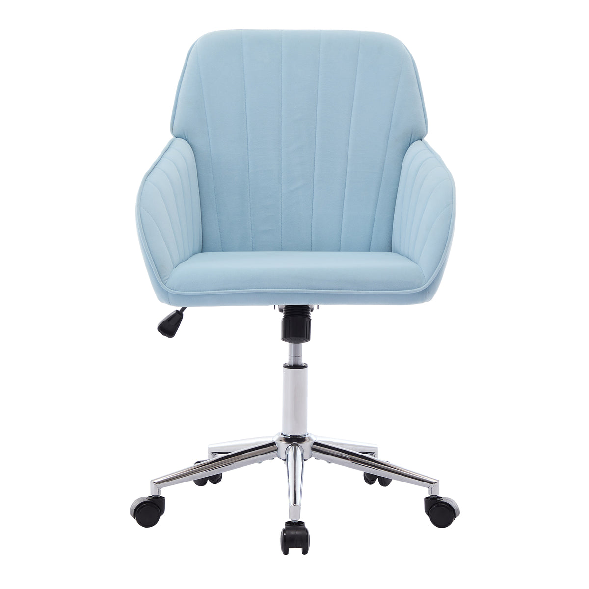TY Ergonomic Office Chair in Baby Blue Velvet with Adjustable Backrest and Silver Base, Ideal for Home Bedroom and Long Sitting  W2311P199115