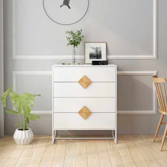 Solid wood special shape square handle design with 4 drawers bedroom furniture dressers  W28233441