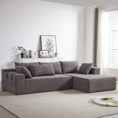 Modern Chenille Upholstered Sectional Sofa Couch Set,Modular 108' L Shaped Sectional Living Room Sofa Set With 6 Pillows,Free Combination Sofa Couch for Living Room,Bedroom(Right Chaise)W834S00399