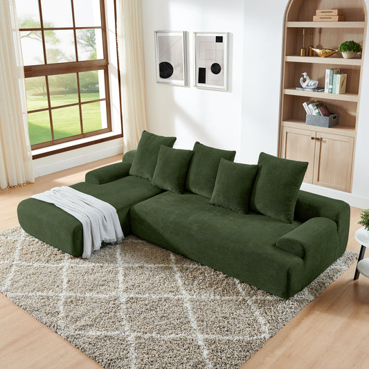110.25x67'' Modern Upholstered L-Shape Sectional Sofa Couch, Modular Compressed Sofa with Free Combination for Living Room Bedroom, Melange Velvet, Green W1413S00085