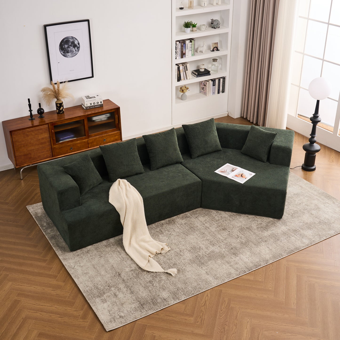 Memory Foam Couch, No Installation & Easy to Transport, Deep Seat Modern Sofa with Chenille Fabric, Couch for Living Room, Bedroom, Apartment, Home Office W2363S00073