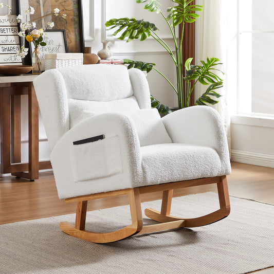 27.2'W Modern Accent High Backrest Living Room Lounge Arm Rocking Chair, Two Side Pocket W834P178233
