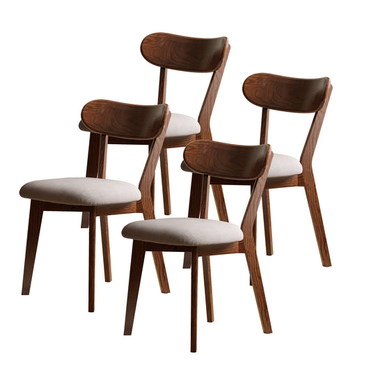 (Set of 4 pcs) Walnut Color Dining Chair Wooden FAS Grade Oak Natural Wood Made in North America 100% Dirt-free Wood Chair Solid Chair Table Chair Wooden Living Room Chair 47.5 * 55.5 * 78cm  W1283P263676