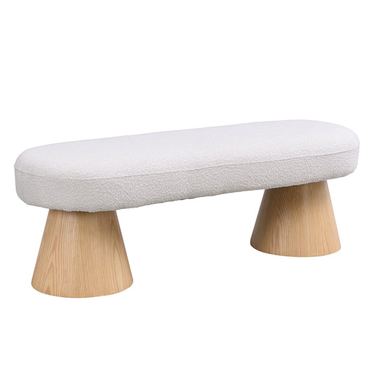 Dining Bench for Dining Room, Upholstered Bedroom End of Bed Entryway Bench Fabric Ottoman for Living Room, Beige Stool Top Wood Leg 300 LBS Weight Capacity N779P253575W