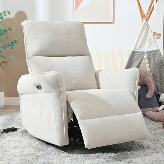270° Power Swivel Rocker Recliner Chair for Adults, Swivel Rocking Recliner Chair,Electric Small Recliners for Small Spaces, Single Sofa Recliner for Living Room, Bedroom,RV (Fabric Gray+270°Swivel) W1028S00041