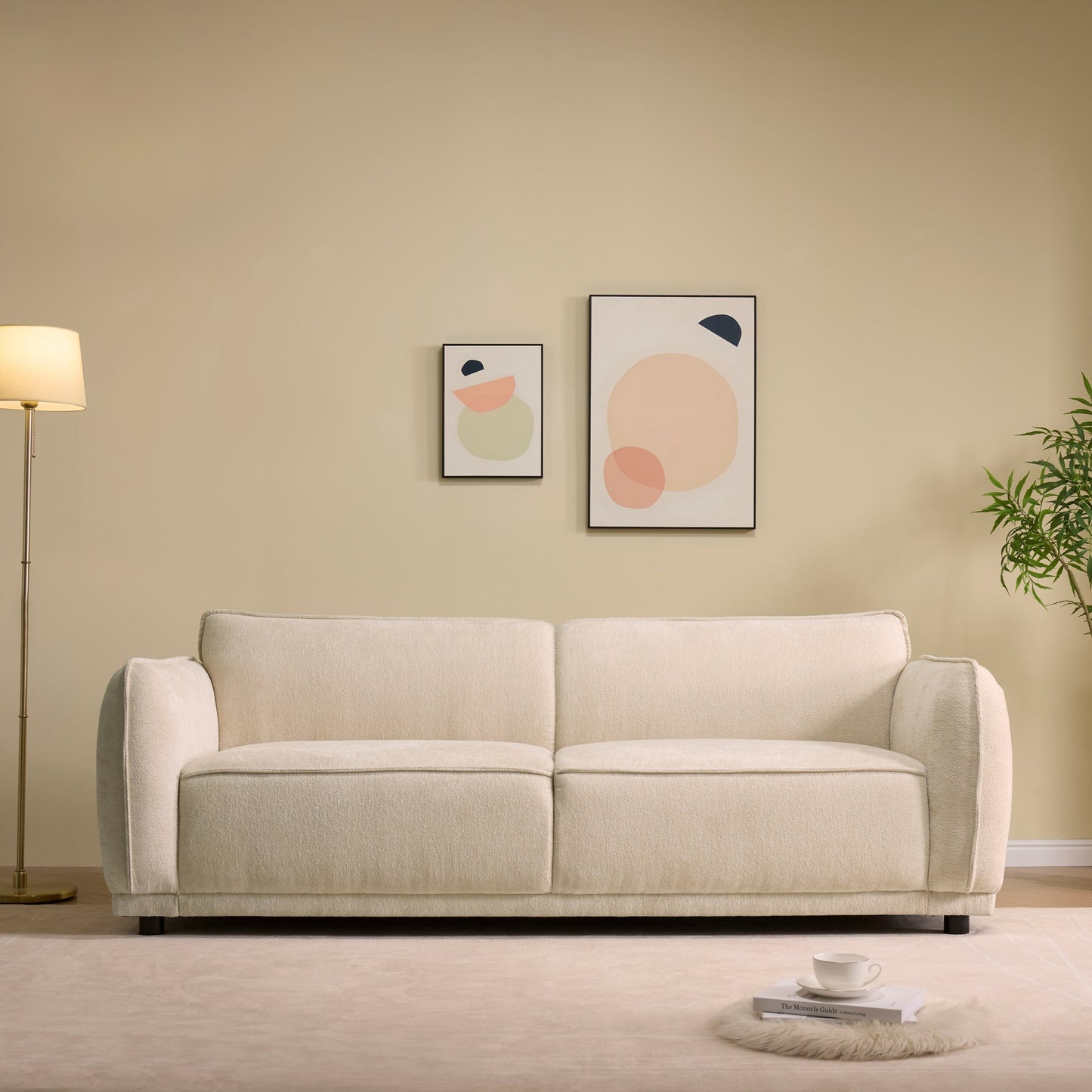 Oslo 84' Round Arm 3 Seater Modern Upholstered Boucle Sofa,Living Rooms,Bedrooms,Apartment Office N773IS00031B