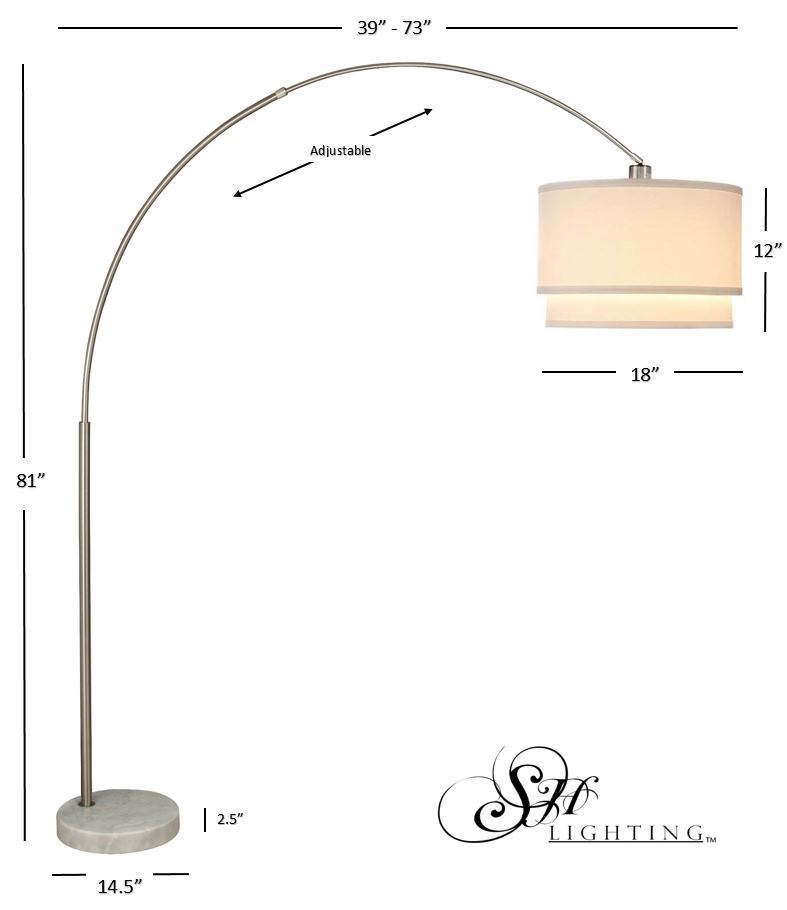 81'H DOUBLE SHADE MARBLE BASE FLOOR LAMP  (3.65/43.20)  B080107035