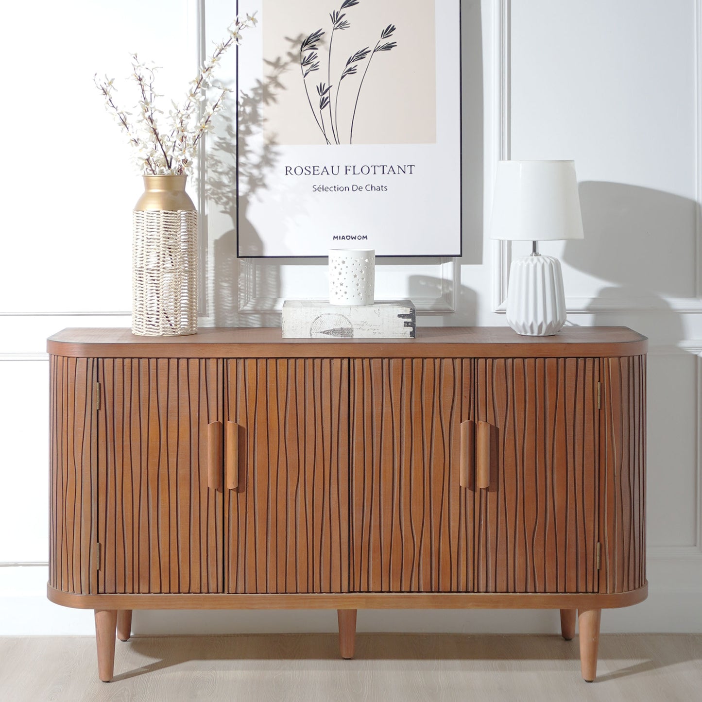 Accent Storage Cabinet, Modern Accent Buffet Cabinet with Adjustable Shelves, Freestanding Sideboard with Four Doors, Accent Cabinet with 4 Doors for Hallway Entryway Living Room  W2729P246231