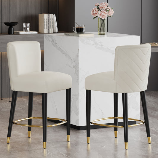 27inch-counterstool,  modern design with a smooth, light - colored fabric and circular footrest with a gold - colored finish,creates a sophisticated and luxurious look--Begie  N780P224409B
