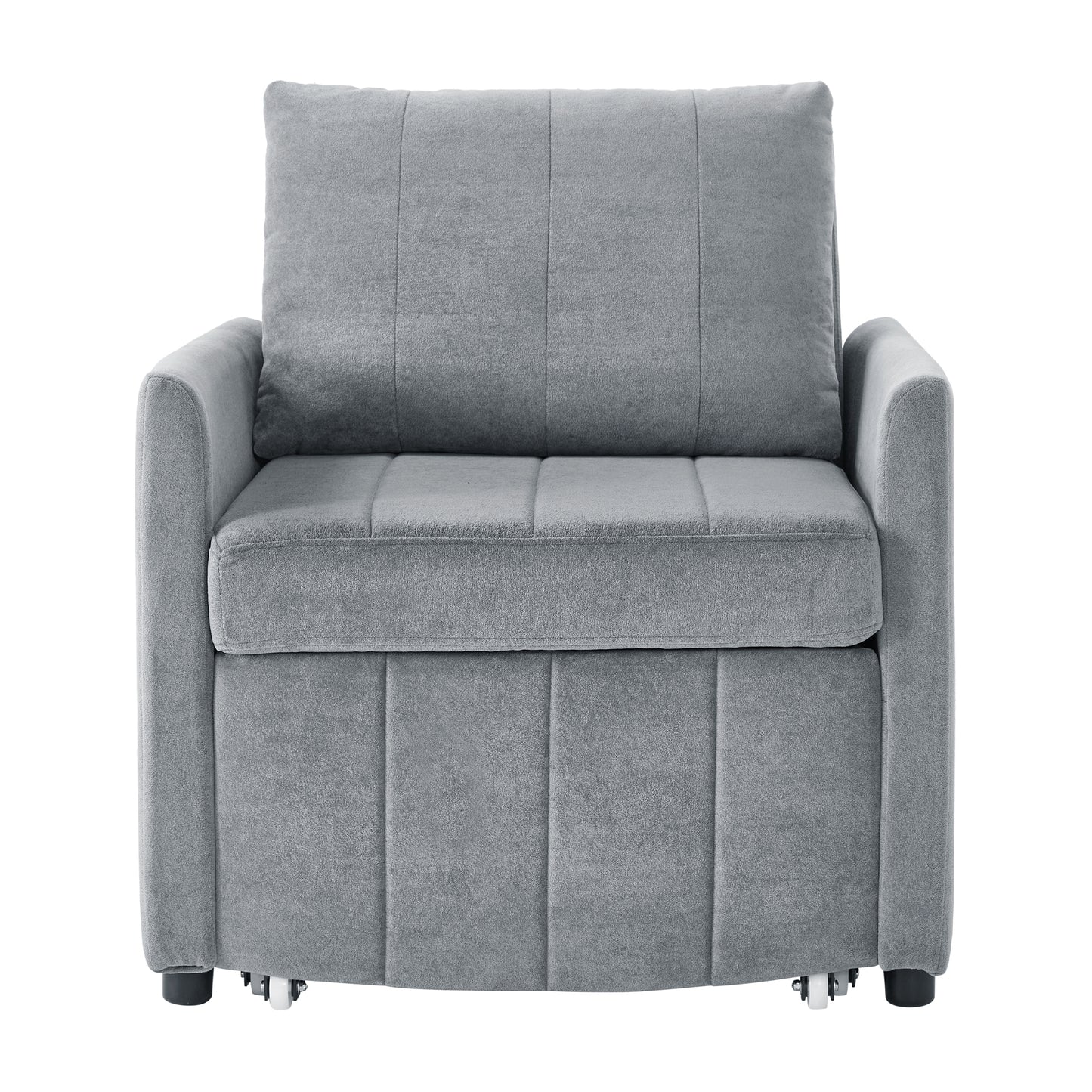 Upholstered Convertible Sleeper Sofa with Adjustable Backrest and Storage, Grey Chenille, 31.5-Inch  N719P272689E