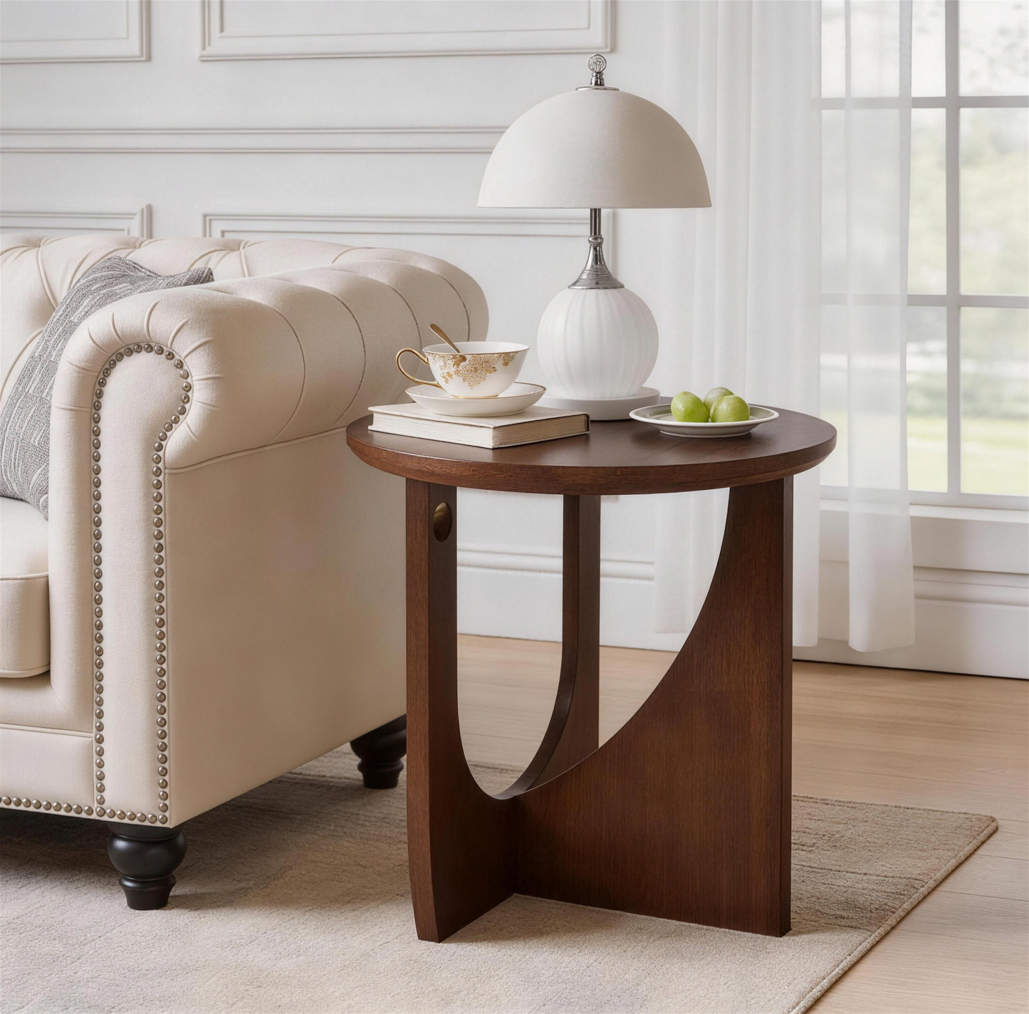 100% Solid Wood Side Table, Natural Wooden End Table,Rustic Center Table,Simple Accent Table for Living Room  W5368P460438