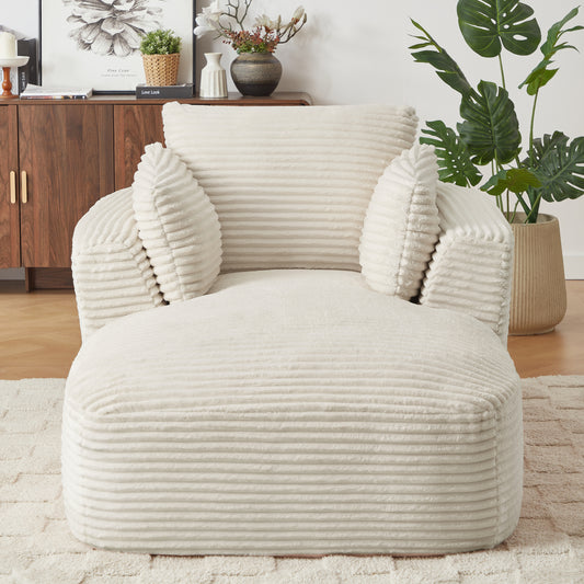 Oversized Corduroy Chaise Lounge Chair Indoor, Corduroy Upholstered Modern Sofa Couch,No Assembly Required,Comfy Sleeper Sofa for Living Room/Dorm/Apartment  W2339P317972
