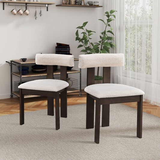Wooden Dining Chairs Set of 2, Modern Boucle Upholstered Kitchen Side Chairs,Mid Century Modern Kitchen Chairs with Open Back Farmhouse Wooden Side Chairs for Dining Room,Living Room,Restaurant  W2582P188302