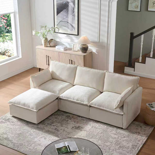 93.31' Modular Sectional Sofa Couch for Living Room, Modern L-shaped sofa with Movable Ottoman, 4-seater sofa Set for Apartment, Office. W2795S00034