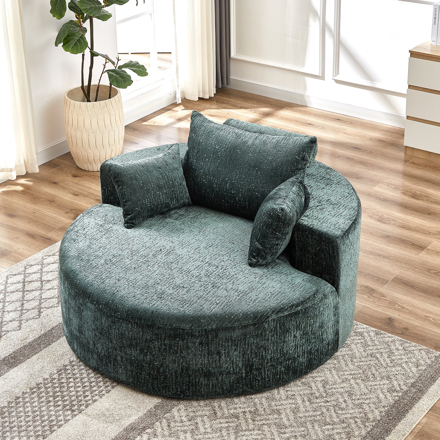 55''L Chenille Sponge single sofa,No Assembly Required,Fluffy Modern Sleeper Chair for Living room, Bedroom, Lounge and Projection Room(Not a swivel chair.)   W834P221025