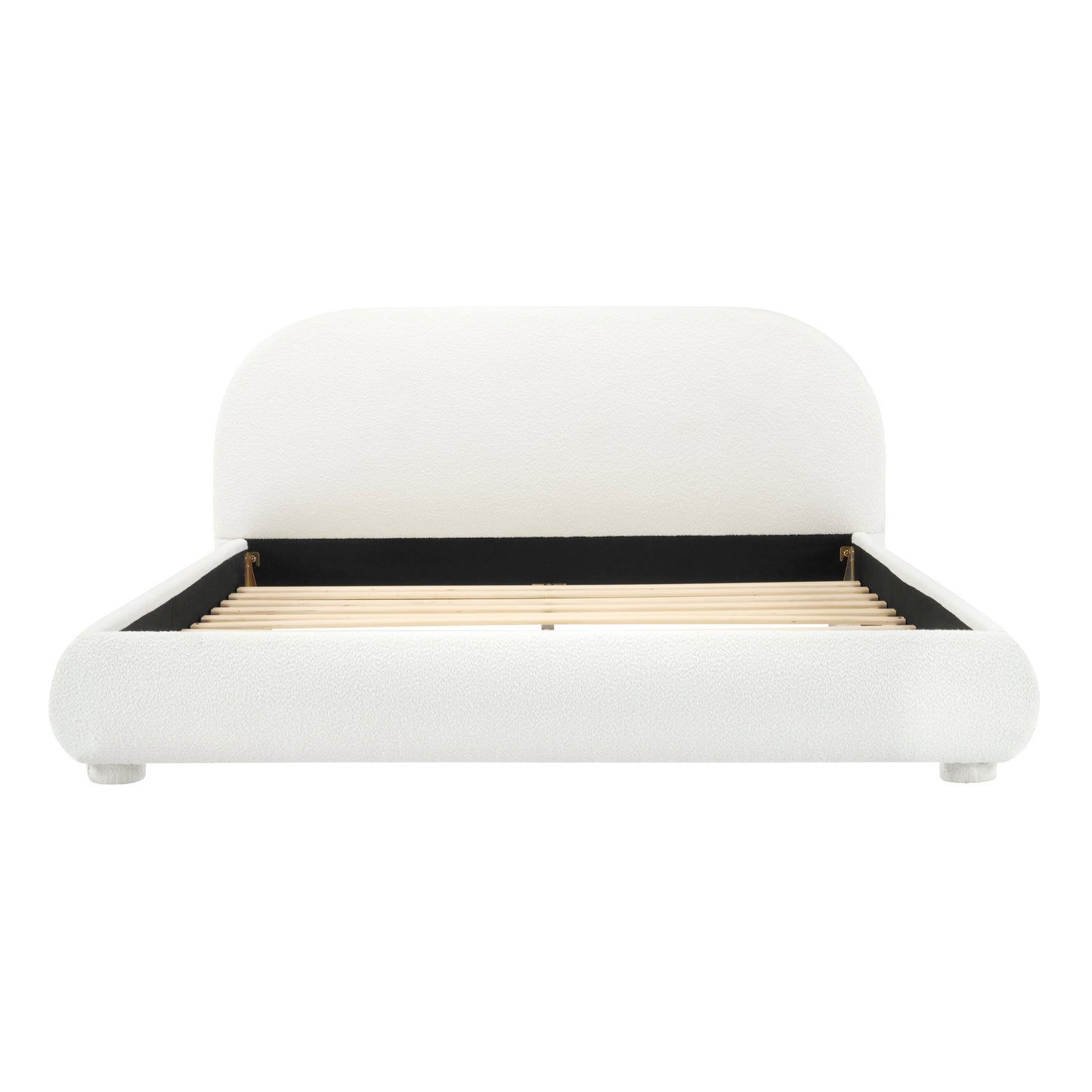 Cream Style Fabric Upholstered Bed, Simple Modern Queen Size Bedroom Bed with Curved Headboard, Fabric and Wood Construction  N769Q347972W