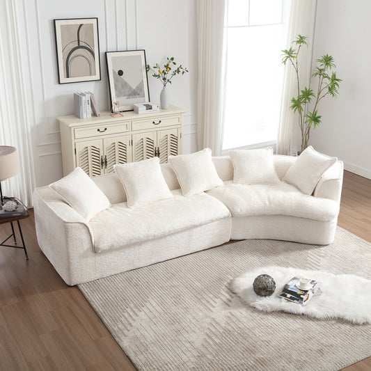 COOLMORE Boucle Sofa 3 Seater for Living Room Oversized Comfy Sofa unique double seat and corner construction for Apartment, Office Right Hand Facing (Beige)  W395S00110
