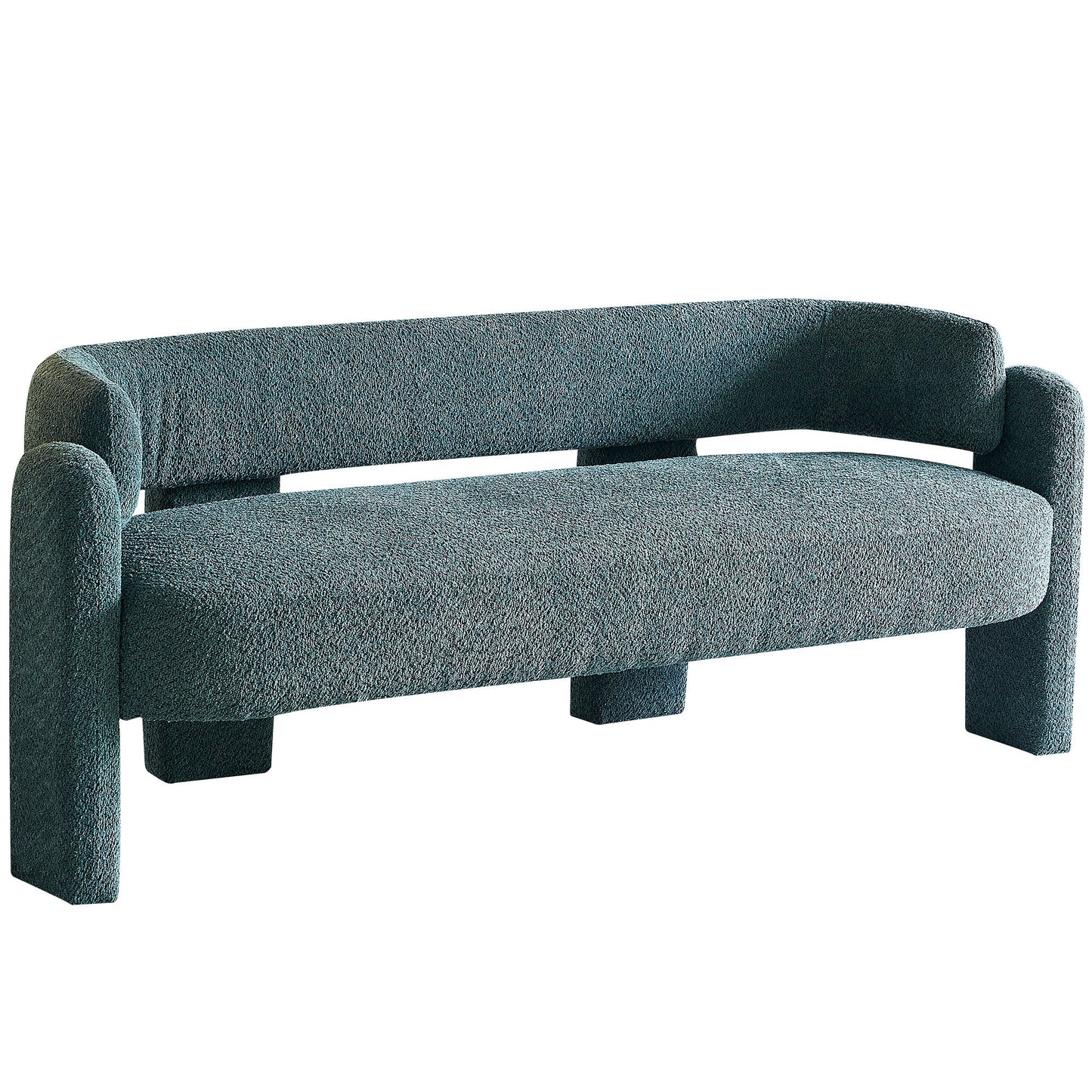 Modern Boucle Upholstery Sofa with Vertical Backrest in Green, 75.59' Wide W579125478