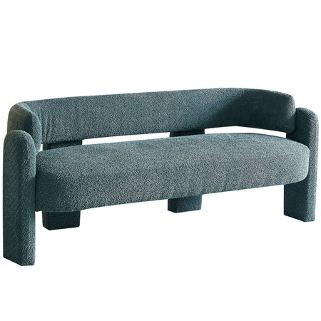 Modern Boucle Upholstery Sofa with Vertical Backrest in Green, 75.59' Wide W579125478