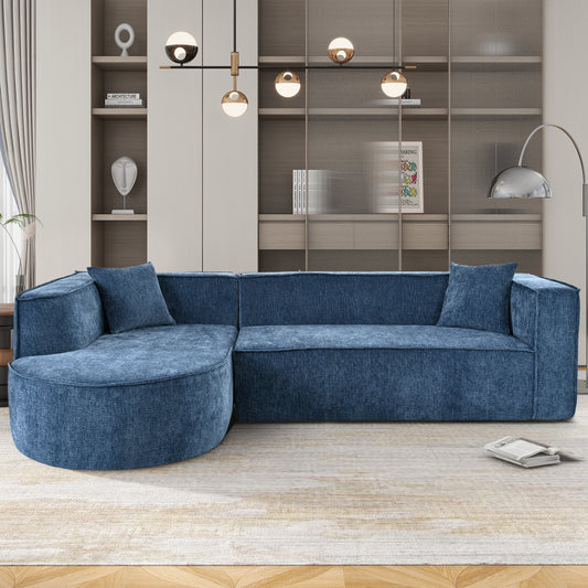 U_Style Modern Style Sectional Sofa,Sponge Sectional Sofa Couch,Modular L-Shape Sofa Couch with Elegant curved design and luxurious chenille fabric,two throw pillows,for Living Room, Study WY000417AAC