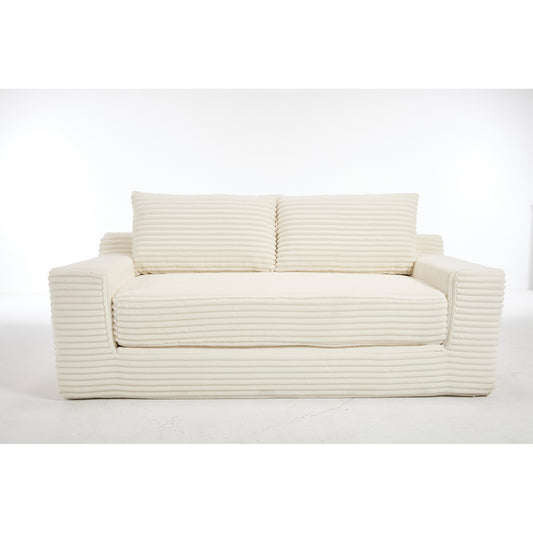 Convertible Loveseat Sofa Bed with Memory Foam & Steel Frame, Beige Corduroy Fabric, No Assembly Required  W2959P278432