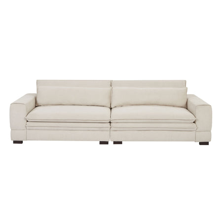 Mid-Century Sofa Couch Modern Upholstered Couch for Livingroom,Bedroom, Apartment, Home Office Beige  W876S00177