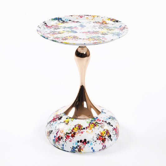 Mermaid Tail End Coffee Table Round Side Table, Modern Metal Pedestal Table, Minimalist Accent Table for Small Spaces, Drink Martini Table Decoration for Living Room  W2664P232835