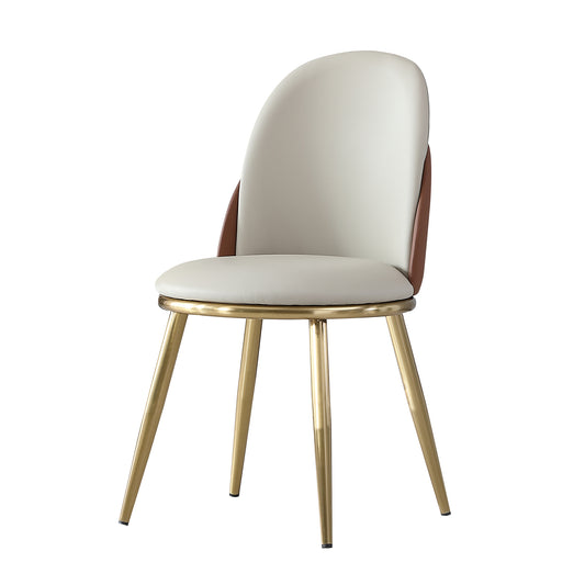 Modern PU Leather Dining Chairs Set of 2 with Gold Metal Legs, Beige W2699P216823